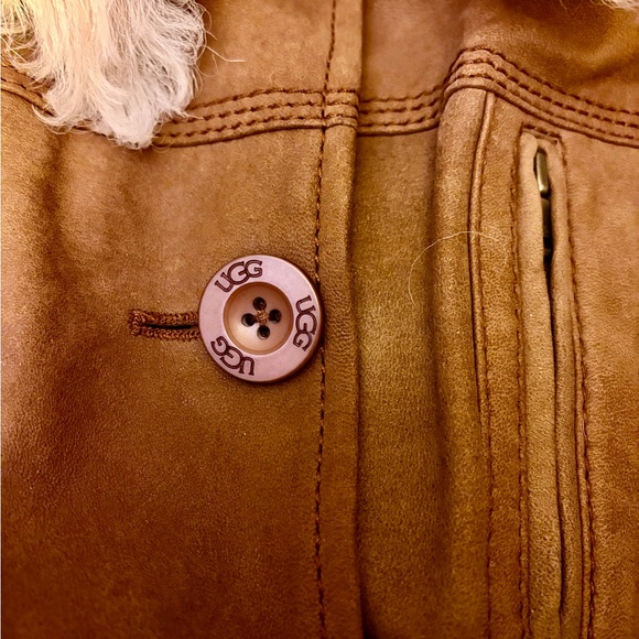Ugg Lamb Leather Shearling Collar Jacket SZ Large Wear 2 Ways RARE - Picture 7 of 10
